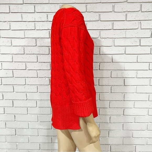 J. Crew Cotton Cable-Knit Side-Slit Crewneck Sweater - Picture 5 of 11